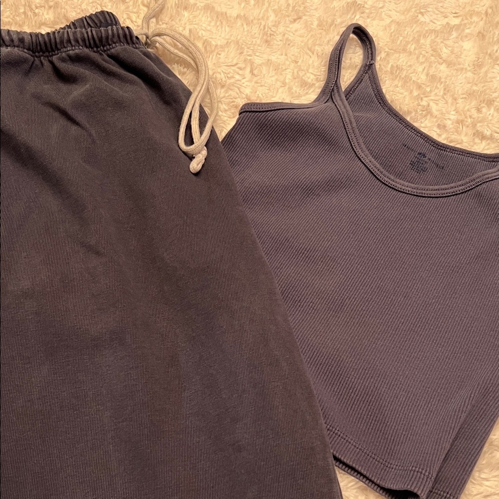 Brandy Melville Set Slate Blue Tank Top and Joggers Set - Picture 6 of 6